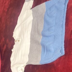 SHEIN Cream Knit Sweater with Button Detail